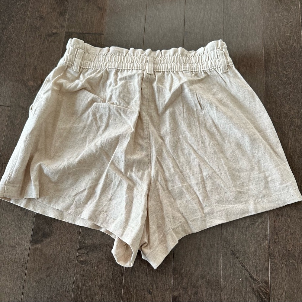 Hollister Linen Blend Shorts Tan Smocked Waist Tan Khaki Size S - Picture 5 of 7